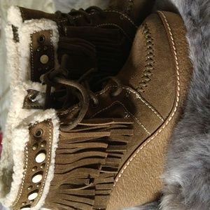 NWOT Sam Edelman Olive Fringe Leather Lace Up Boot